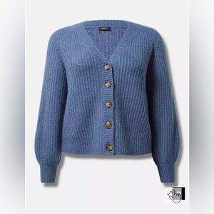 Torrid Cardigan Button Front Sweater, Blue Horizon, Size 2 (2X 18-20), NWT